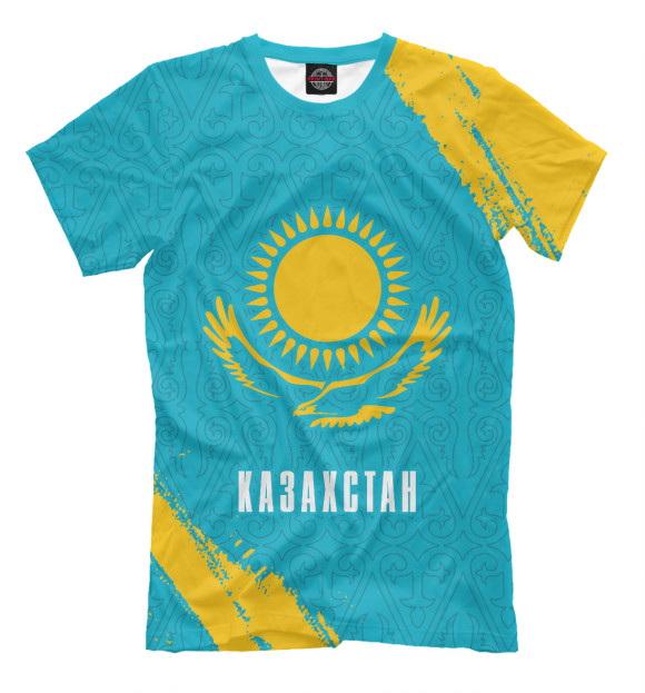 Мужская футболка с изображением Казахстан / Kazakhstan цвета Белый