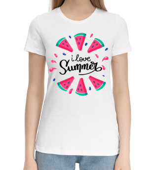 Хлопковая футболка для девочек I like summer