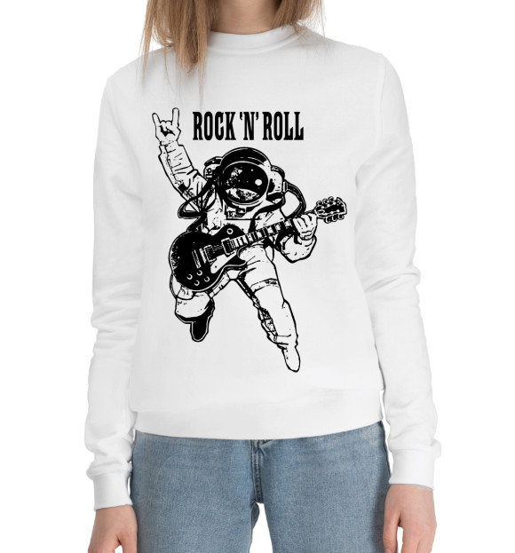 Женский хлопковый свитшот с изображением Rock 'n' roll цвета Белый