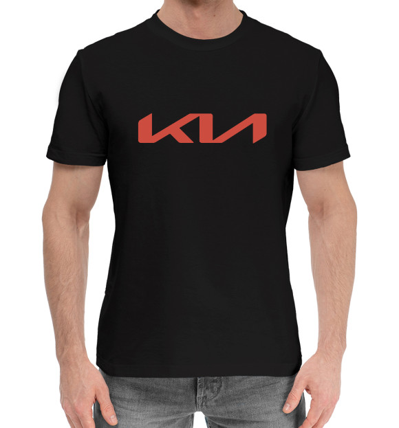 Мужская хлопковая футболка с изображением KIA цвета Черный