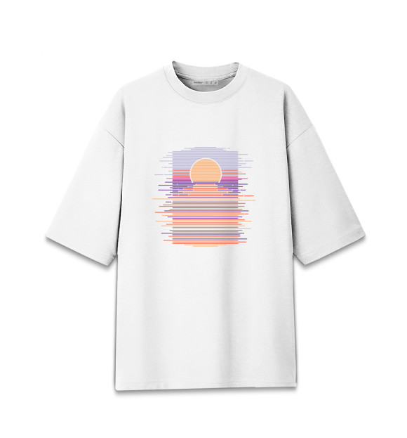 Женская футболка оверсайз с изображением Geometric Sunset цвета Белый