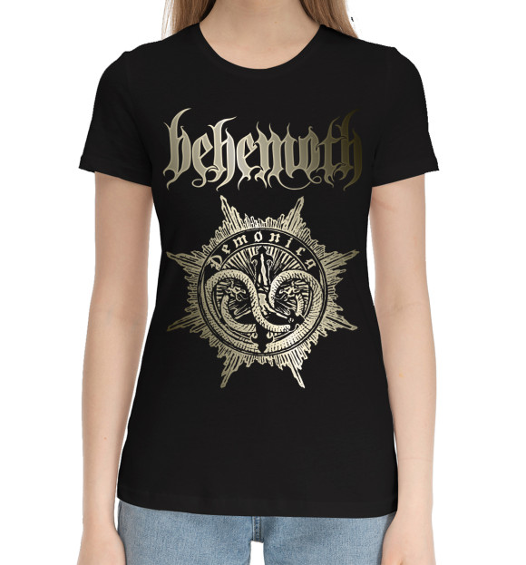 Женская хлопковая футболка с изображением Behemoth цвета Черный