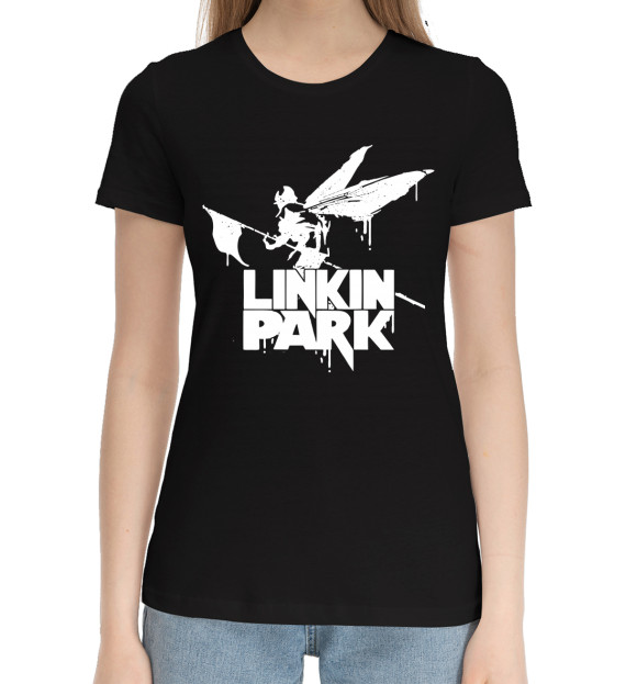 Женская хлопковая футболка с изображением Linkin park цвета Черный