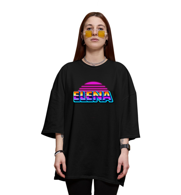 Женская футболка оверсайз с изображением Elena цвета Черный