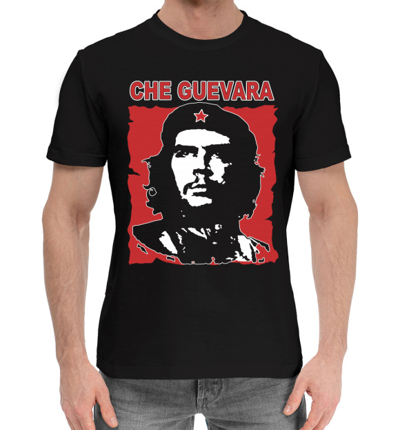 Мужская хлопковая футболка с изображением Че Гевара цвета Черный