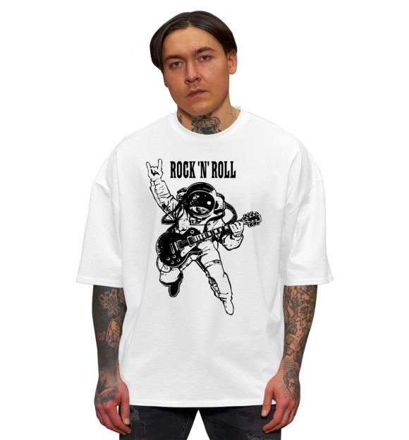 Мужская футболка оверсайз с изображением Rock 'n' roll цвета Белый