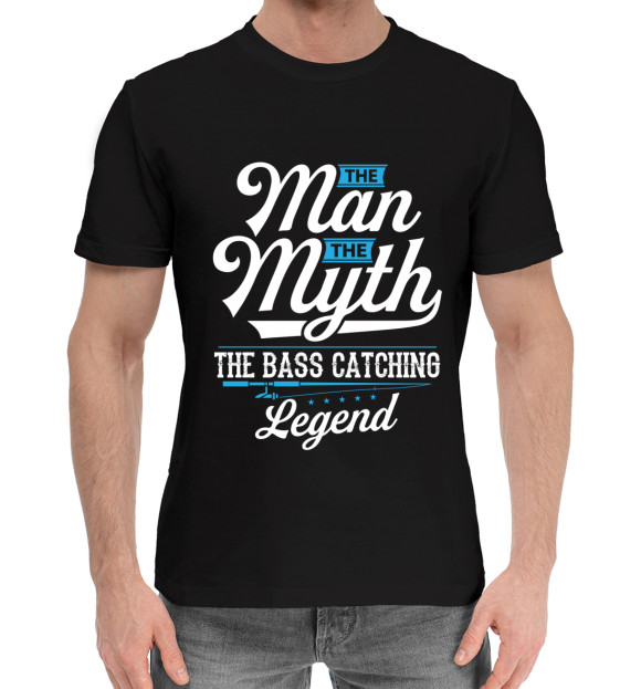 Мужская хлопковая футболка с изображением Человек - Миф цвета Черный