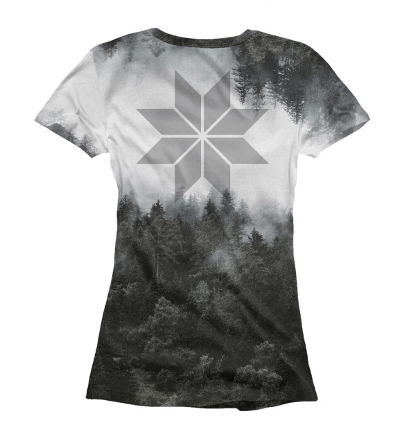 Женская футболка с изображением Алатырь / Лес цвета Белый