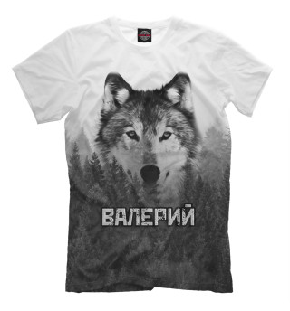 Мужская футболка Волк над лесом - Валерий