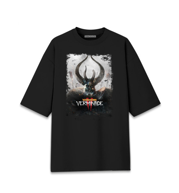 Мужская футболка оверсайз с изображением Warhammer цвета Черный