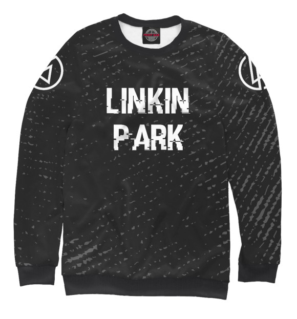 Мужской свитшот с изображением Linkin Park Glitch Black цвета Белый