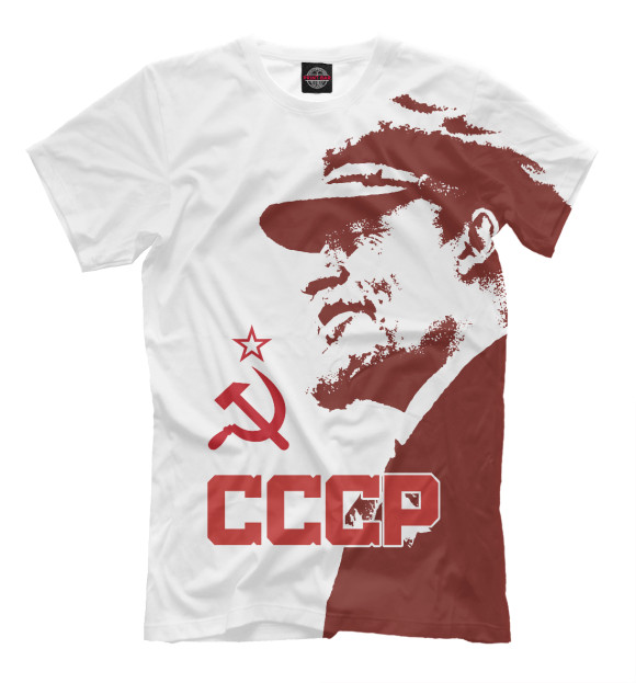 Мужская футболка с изображением СССР Владимир Ильич Ленин на белом фоне цвета Белый