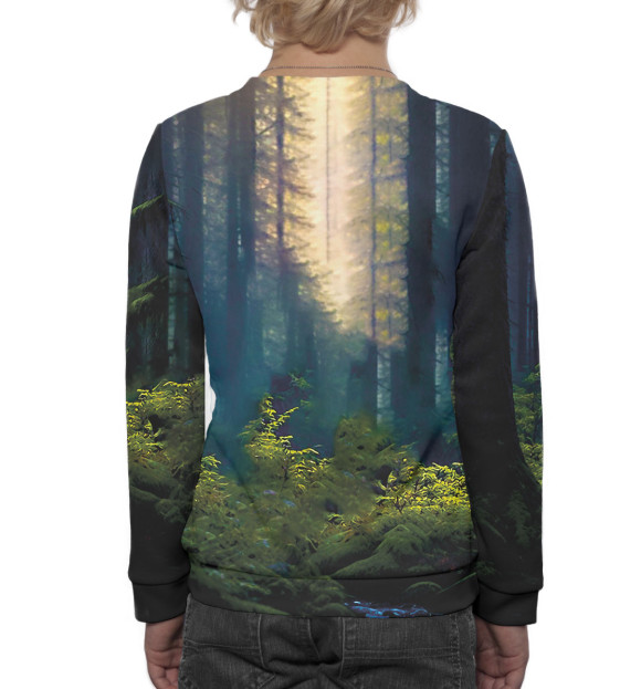 Свитшот для мальчиков с изображением Лось в лесу цвета Белый