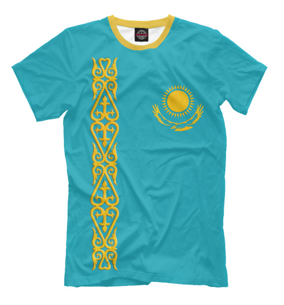 Мужская футболка с изображением Казахстан цвета Белый