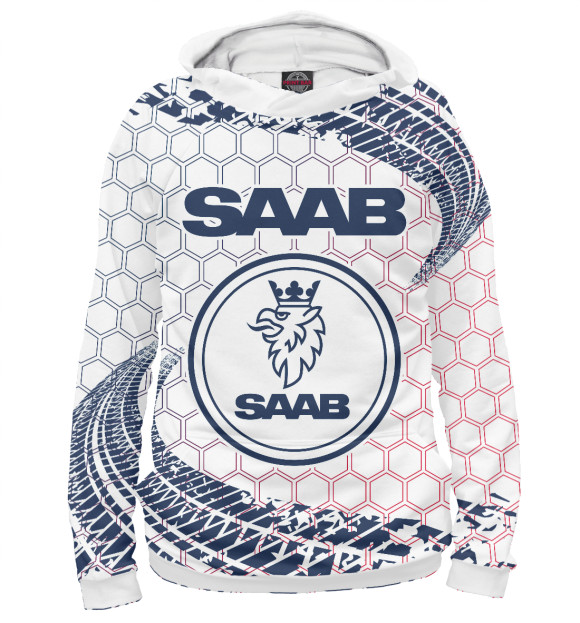 Женское худи с изображением Saab цвета Белый