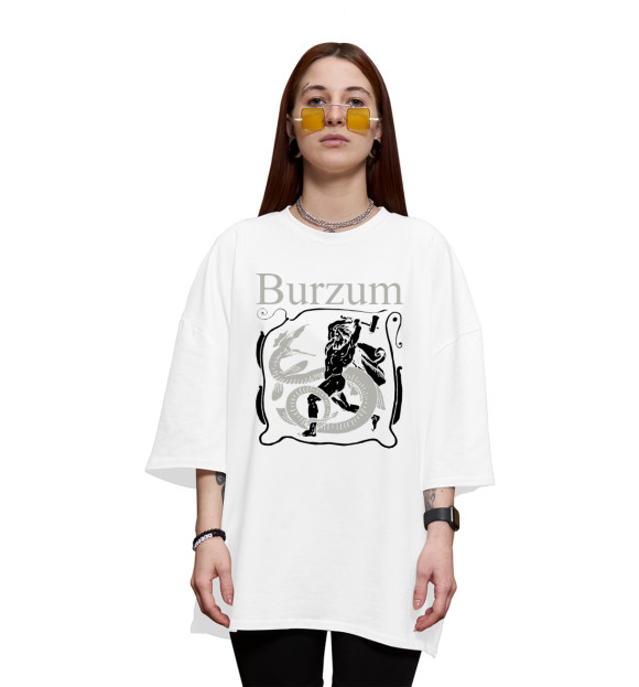 Женская футболка оверсайз с изображением BURZUM SERPENT SLAYER цвета Белый