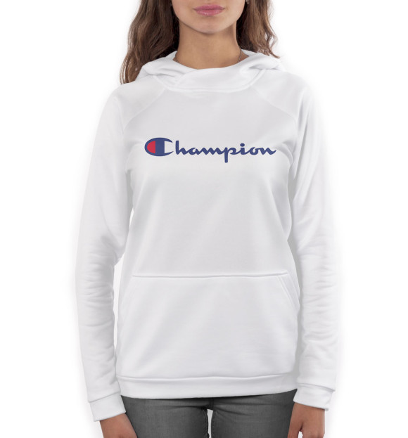 Женское худи с изображением Champion цвета Белый