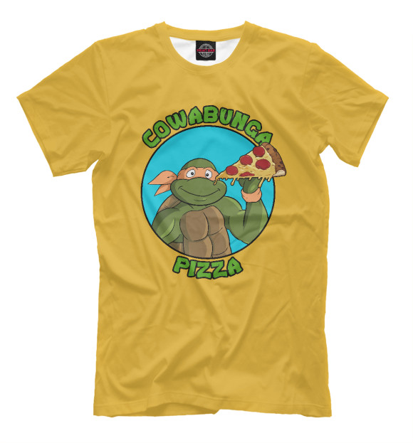 Мужская футболка с изображением Cowabanga Pizza цвета Белый