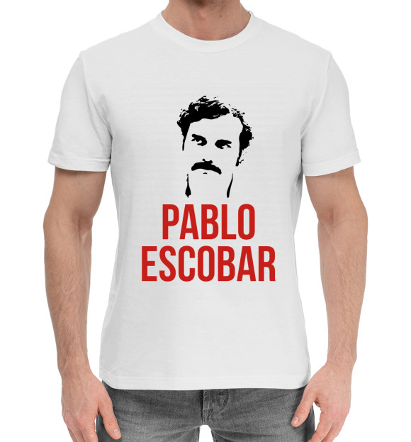 Мужская хлопковая футболка с изображением Escobar цвета Белый