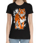 Женская хлопковая футболка Тигр в джунглях.