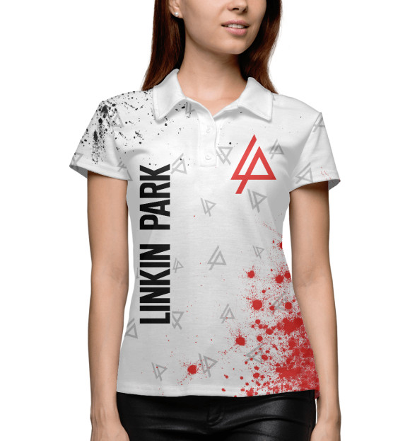 Женское поло с изображением Linkin Park / Линкин Парк цвета Белый