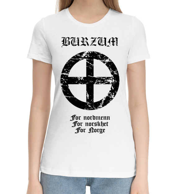 Женская хлопковая футболка с изображением Burzum цвета Белый