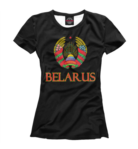 Женская футболка с изображением Belarus цвета Белый