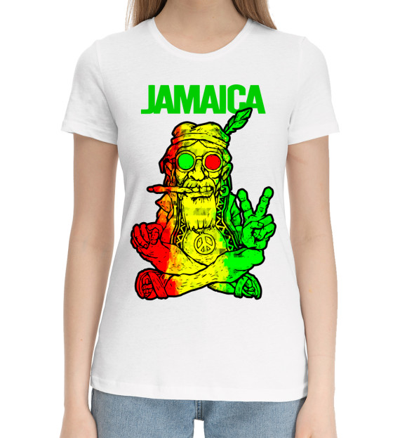 Женская хлопковая футболка с изображением Jamaica цвета Белый