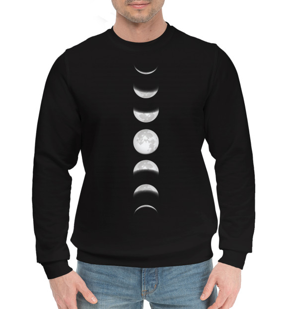 Мужской хлопковый свитшот с изображением Луна цвета Черный