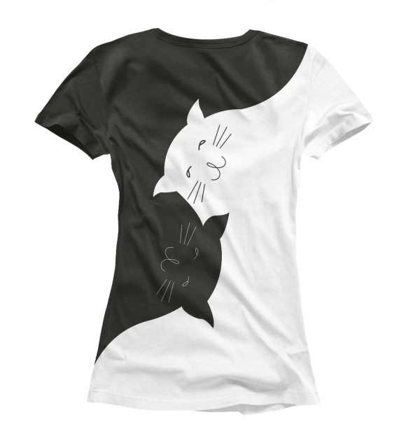 Женская футболка с изображением Коты Инь Янь цвета Белый