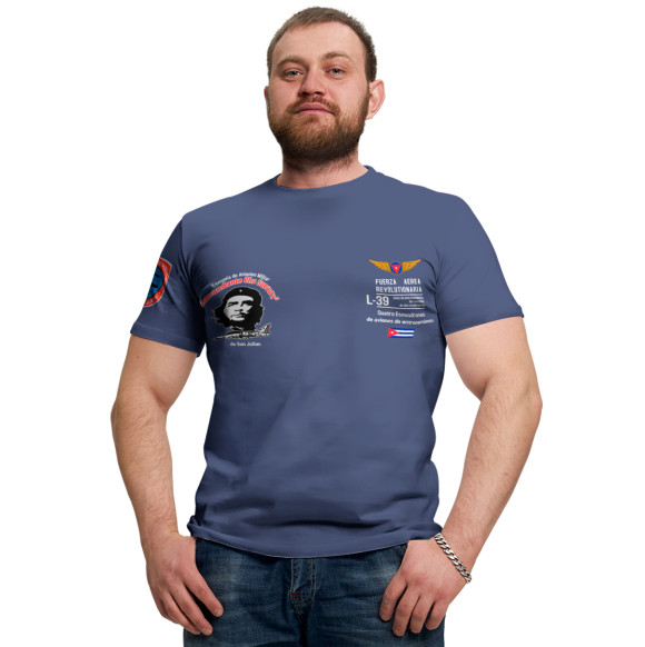 Мужская футболка с изображением Академия ВВС Кубы (синий фон) цвета Белый