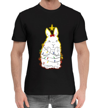 Хлопковая футболка для мальчиков Новогодний белый кролик