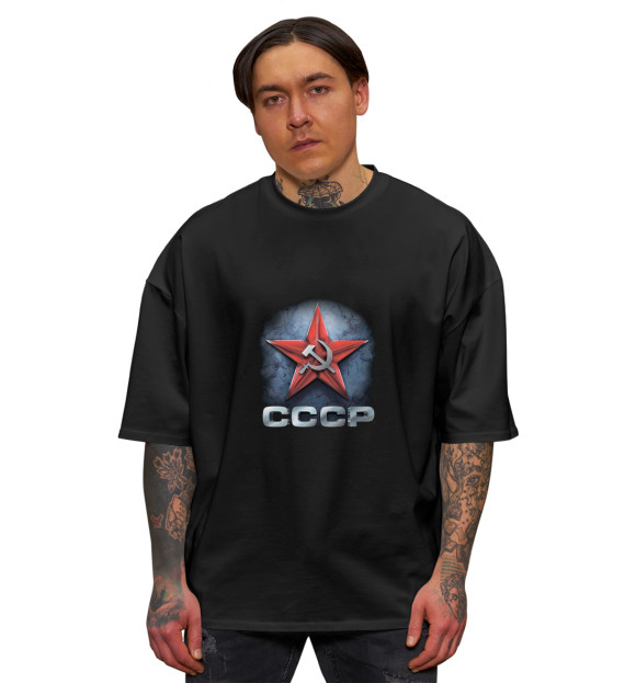 Мужская футболка оверсайз с изображением СССР цвета Черный