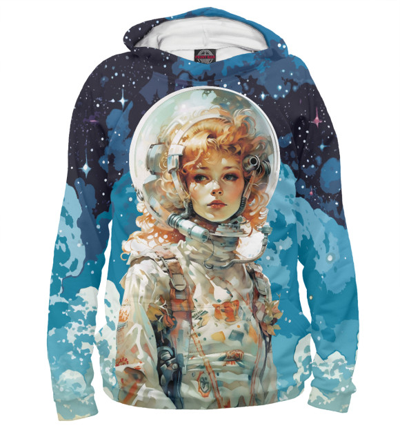 Худи для девочки с изображением Рыжая девушка космонавт цвета Белый