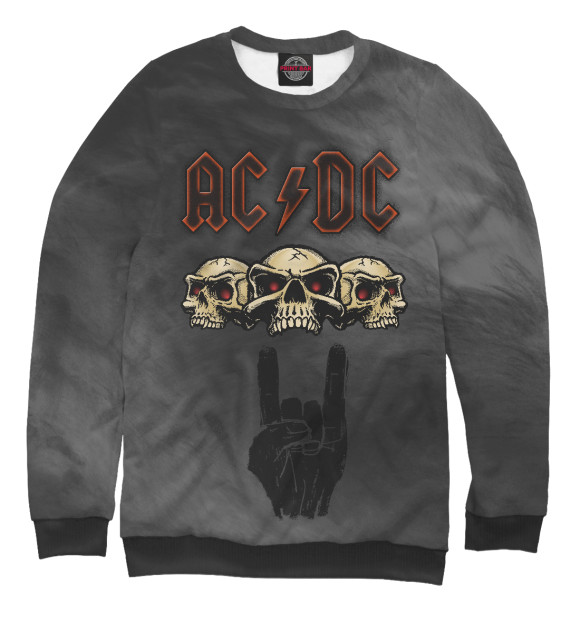 Мужской свитшот с изображением Группа AC/DC цвета Белый