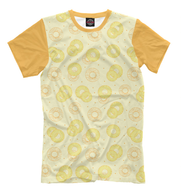 Мужская футболка с изображением Узор из кусочков ананаса цвета Белый