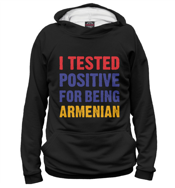 Мужское худи с изображением Positive Armenian цвета Белый
