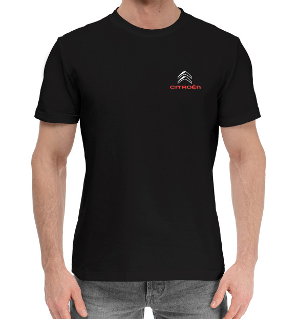 Мужская хлопковая футболка с изображением Citroen цвета Черный