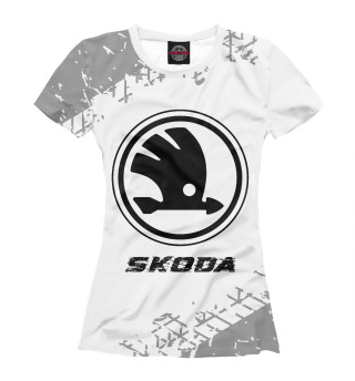 Женская футболка Skoda Speed Tires (белый фон)