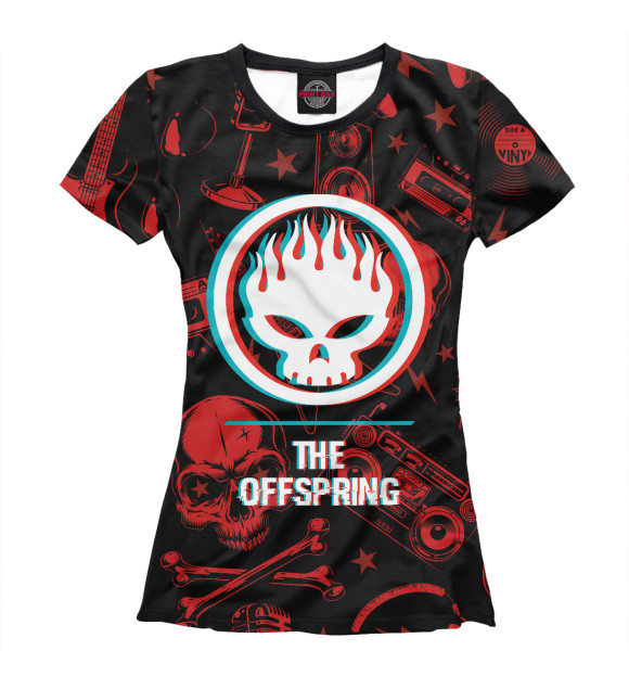 Женская футболка с изображением The Offspring Rock Glitch цвета Белый