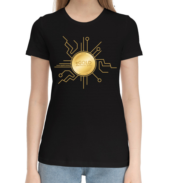 Женская хлопковая футболка с изображением Electogold eGOLD цвета Черный