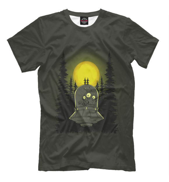 Мужская футболка с изображением Инопланетянин в лесу цвета Белый
