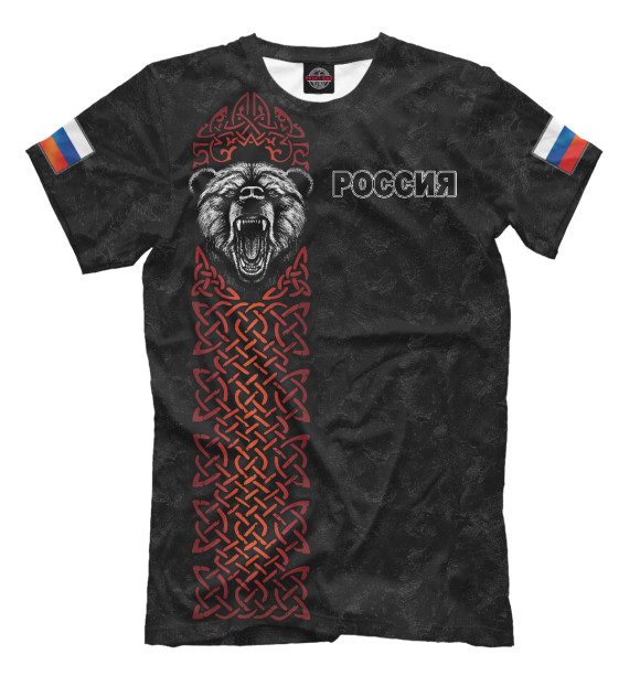 Мужская футболка с изображением Русский Медведь цвета Белый
