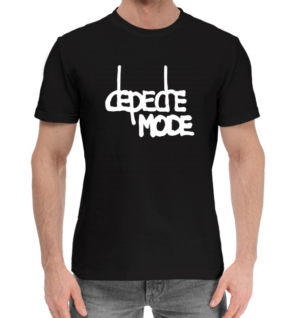 Мужская хлопковая футболка с изображением Depeche mode цвета Черный