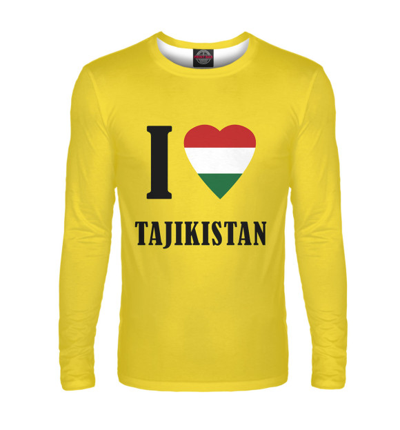 Мужской лонгслив с изображением I love Tajikistan цвета Белый