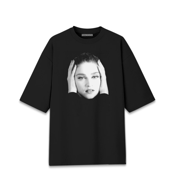 Женская футболка оверсайз с изображением Мадонна цвета Черный