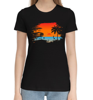 Женская хлопковая футболка Пляж