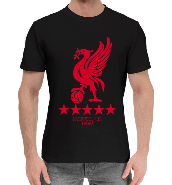 Мужская хлопковая футболка с изображением Liverpool цвета Черный