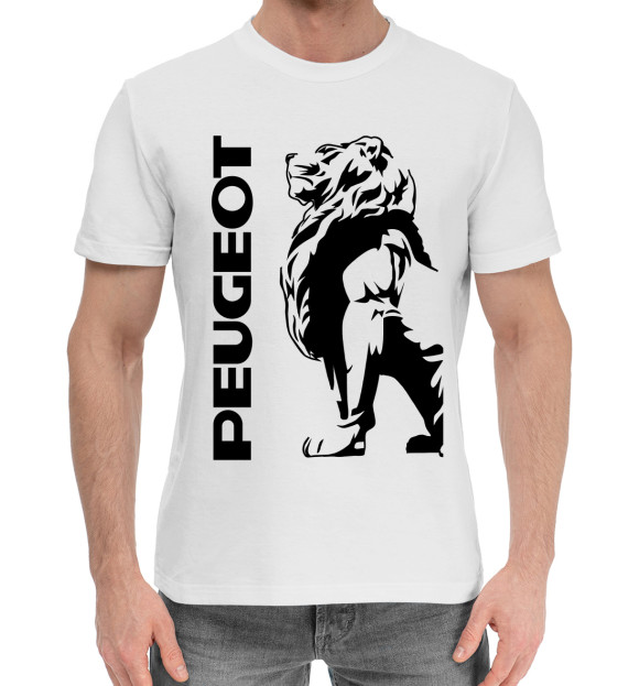 Мужская хлопковая футболка с изображением Peugeot цвета Белый