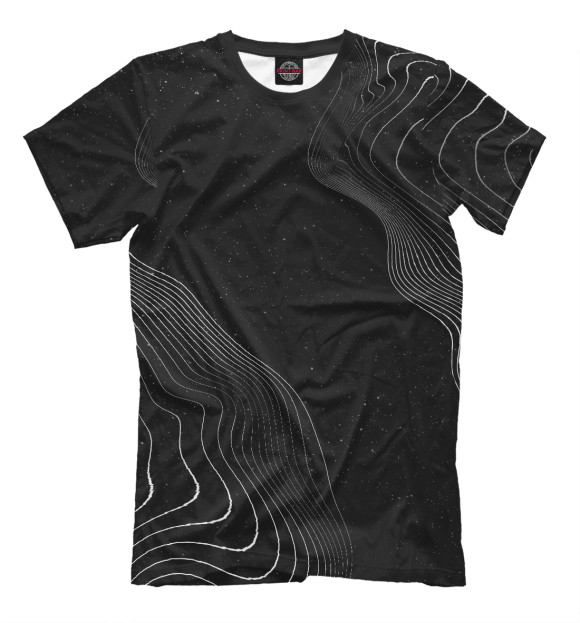 Мужская футболка с изображением Белые волны на черном фоне цвета Белый